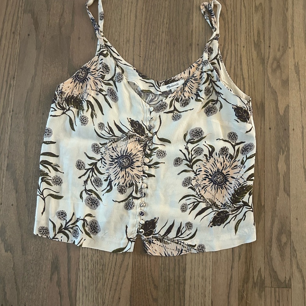 Madewell Cream Floral Camisole Top